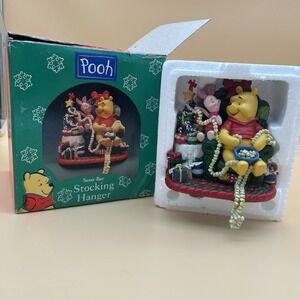 Vintage Disney Santa's Best Winnie The Pooh Piglet Christmas Stocking Hanger
